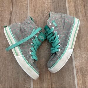 Vans Polka Dot High Top Sneakers Teal Grey